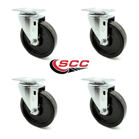 Service Caster 5 Inch Phenolic Wheel Swivel Top Plate Caster Set SCC-20S514-PHS-4
